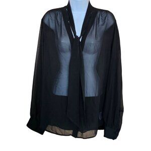 Sheer Long Sleeve Tie Front Blouse goth whimsygoth sexy glam elegant coquette